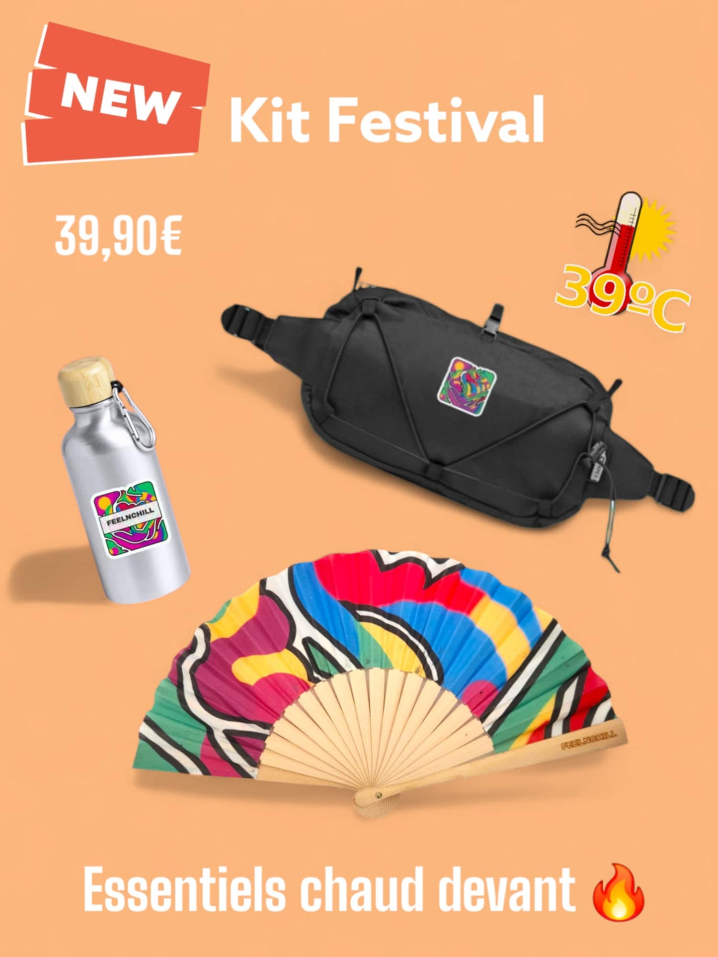 Kit Festival été – Essentiels Chaud Devant | Banane, Gourde & Éventail