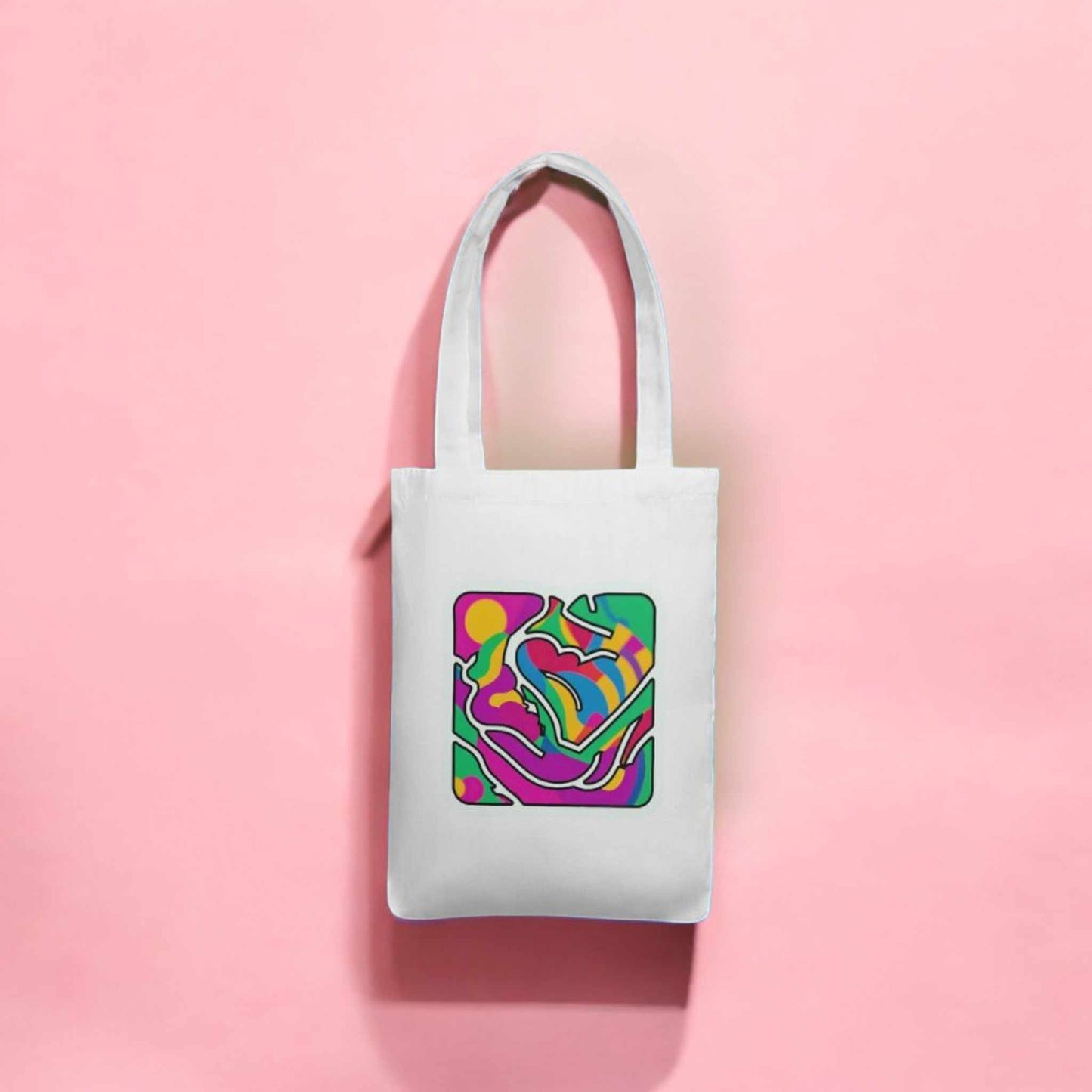 Tote bag Feelnchill 100% coton naturel, résistant jusqu’à 7 kg et arborant un logo festif et coloré
