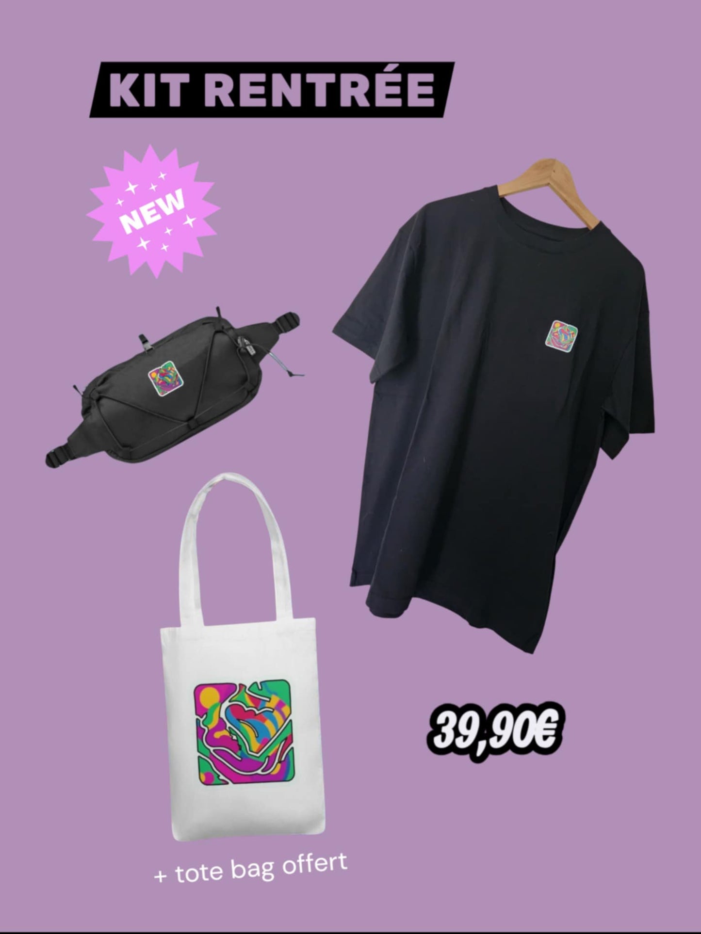 Kit Rentrée Éco – T-shirt oversize coton bio + Banane recyclée + Tote bag